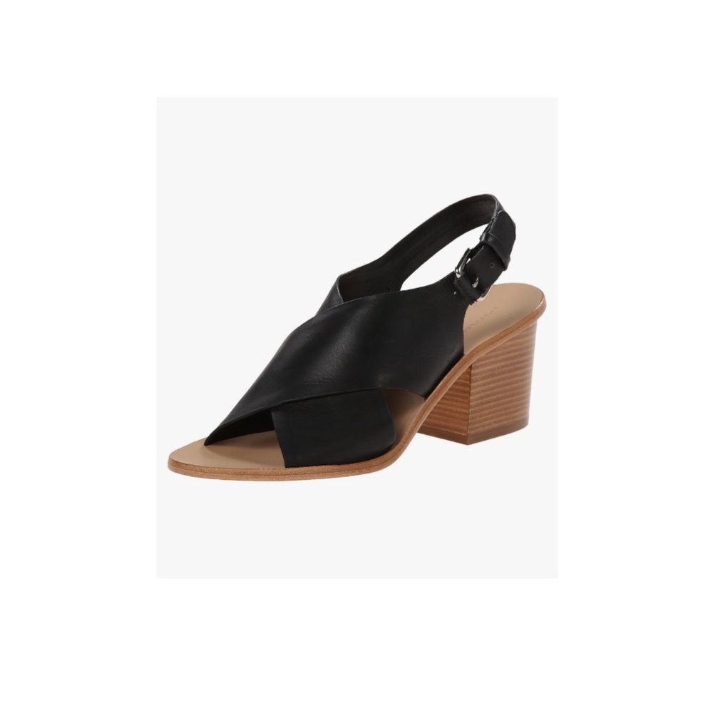 Loeffler Randall Black Leather Slingback Block Heel Sandal